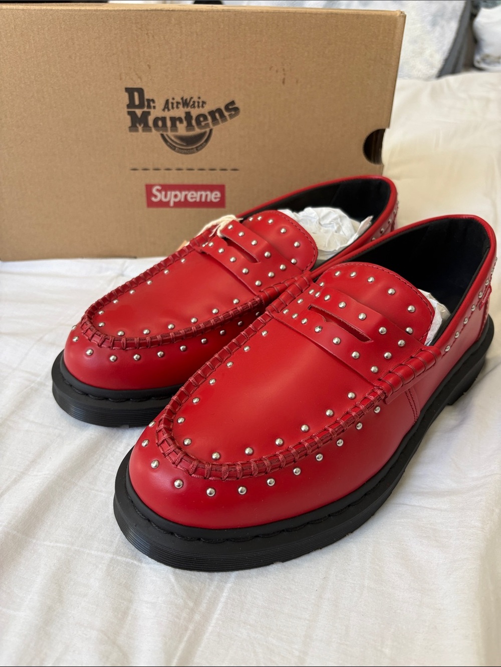 Dr. Martens x Supreme Red Studded Leather Penton Loafers